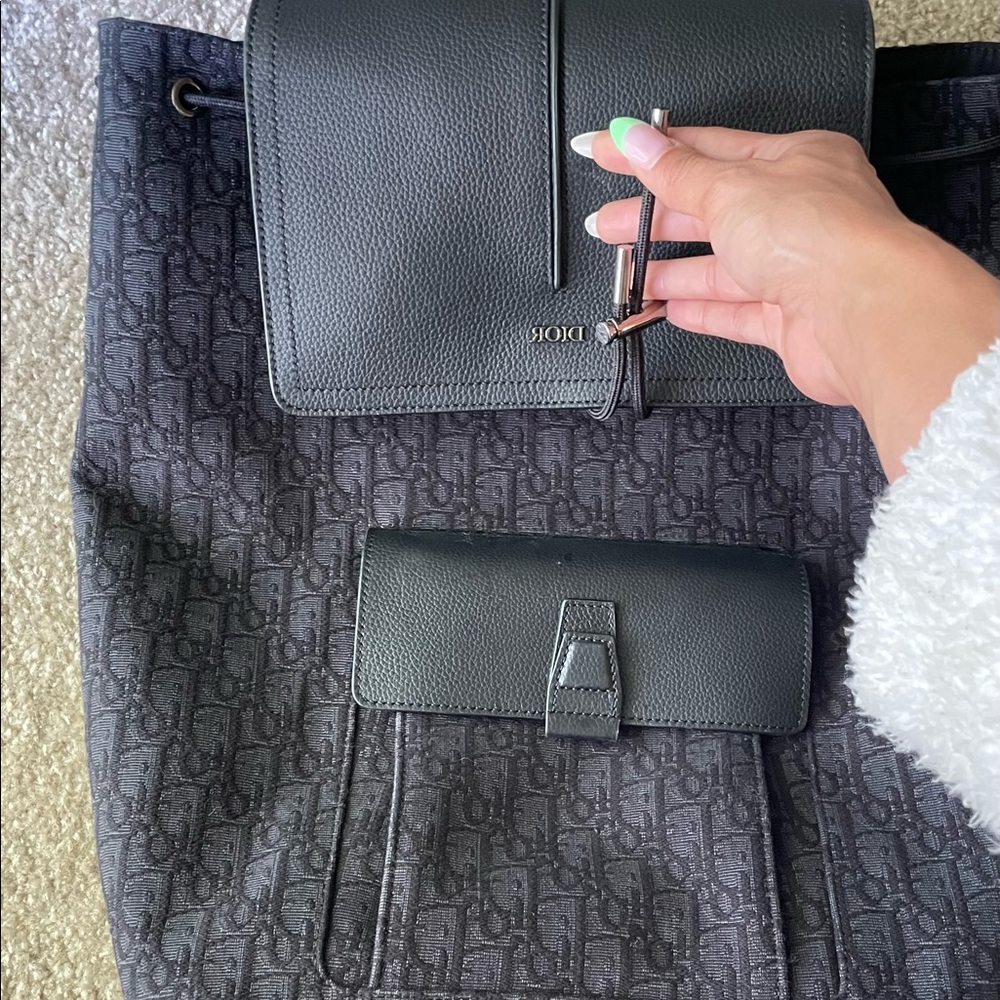 Large Dior men’s oblique black and navy blue backpack